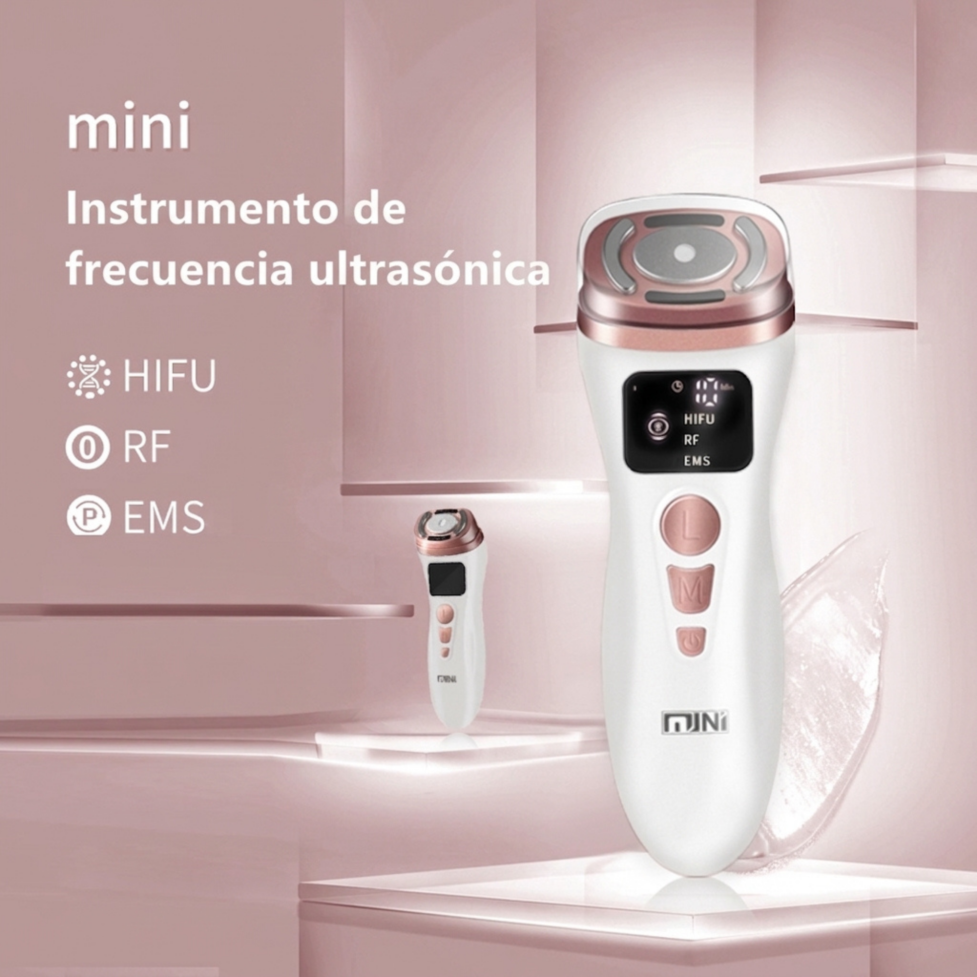Mini HIFU Facial 3 en 1 (HIFU + Radiofrecuencia + EMS)