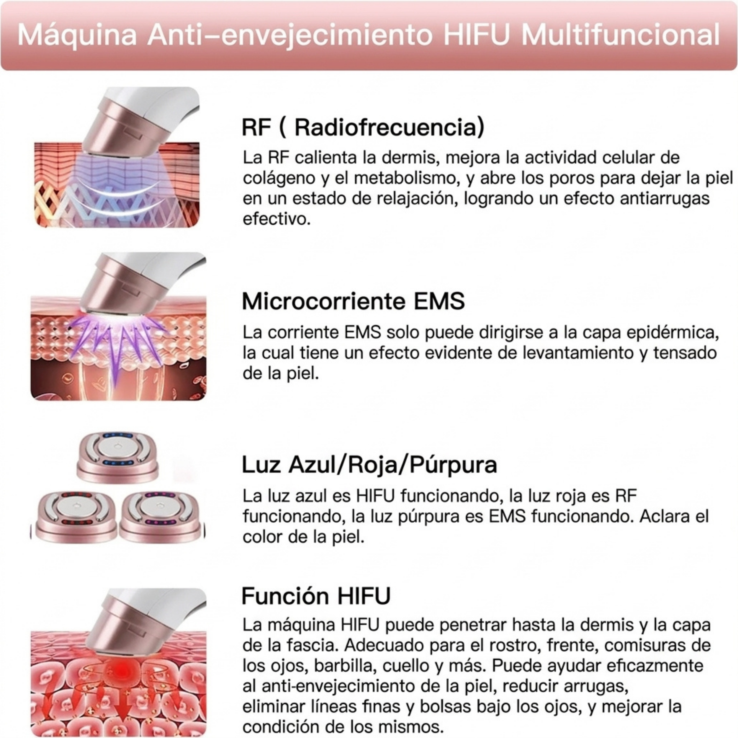 Mini HIFU Facial 3 en 1 (HIFU + Radiofrecuencia + EMS)